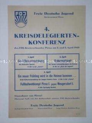 Maueranschlag mit dem Programm der 4. Kreisdelegierten-Konferenz der FDJ in Pirna