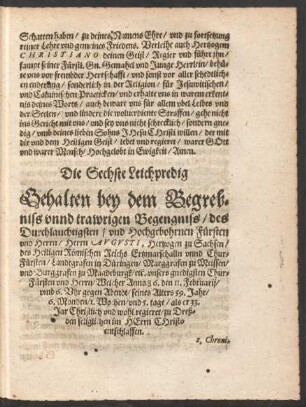 Die Sechste Leichpredig