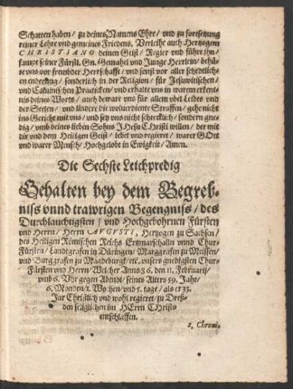 Die Sechste Leichpredig