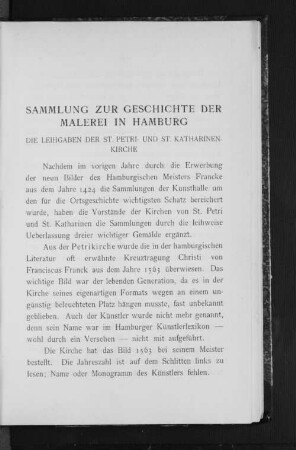 Sammlung zur Geschichte der Malerei in Hamburg