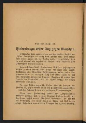 56-72, Hindenburgs erster Zug gegen Warschau