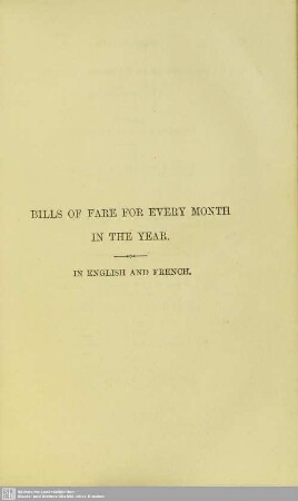 Bills of fare for every month in the year