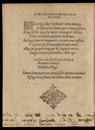 ... Pelargus Pater Filio Pelargo.