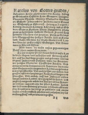 Karolus von Gottes gnaden/ Römischer Keiser/ allzeit mehrer des Reichs ...