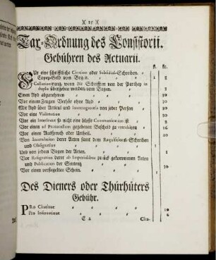 Tax-Ordnung des Consistorii.