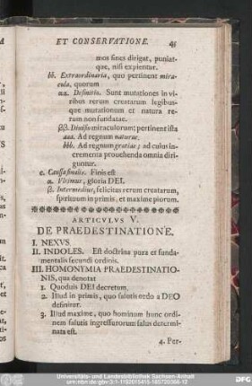 Articulus V. De Praedestinatione.