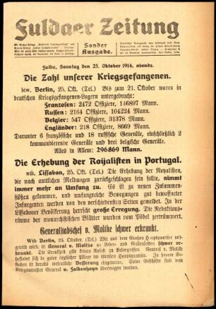 Zweite Ausgabe vom Sonntag, den 25. Oktober 1914.