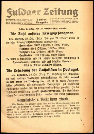 Zweite Ausgabe vom Sonntag, den 25. Oktober 1914.