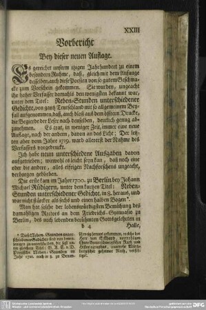 Vorbericht Bey dieser neuen Auflage