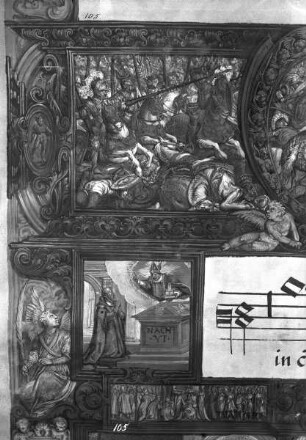 Bußpsalmen des Orlando di Lasso — Buchseite mit zwei Miniaturen