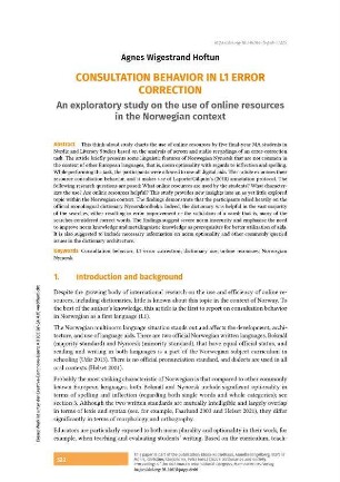 Consultation behavior in L1 error correction. An exploratory study on the use of online resources in the Norwegian context