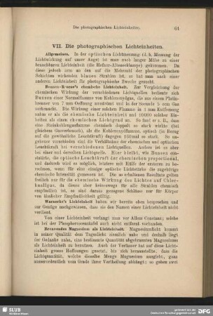 VII. Die photographischen Lichteinheiten