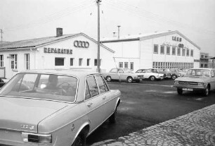 Inbetriebnahme einer neuen Lagerhalle der Firma Theodor Leeb Nachfolger, Generaldepot für Auto Union-Ersatzteile.