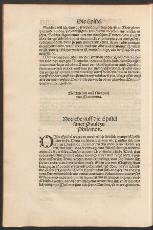 Vorrede auff die Epistel sanct Pauli zu Philemon.