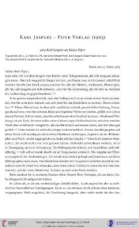 Karl Jaspers- Piper Verlag (1963)