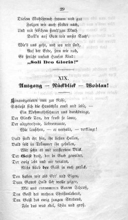 XIX. Ausgang - Rückblick - Wohlan!