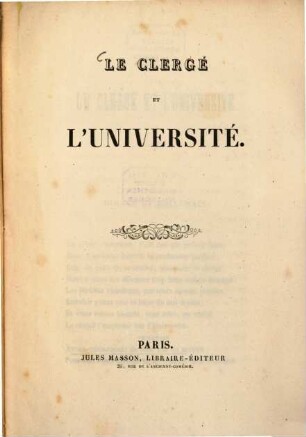Le clergé et l'université