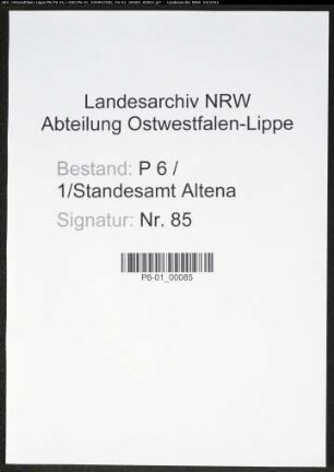 Heiratsregister Standesamt Altena