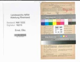 Entnazifizierung Otto Ernst , geb. 02.10.1896 (Polizeimeister)