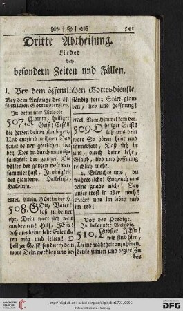 Dritte Abtheilung: Lieder bey besondern Zeiten und Faellen