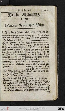 Dritte Abtheilung: Lieder bey besondern Zeiten und Faellen