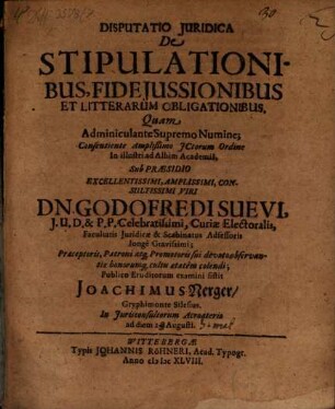 Disp. ... de stipulationibus