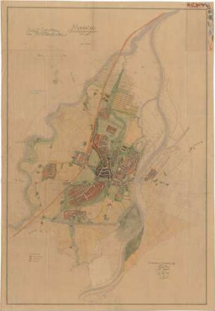 Gsaenger, Gustav; Moosburg (Bayern); Topographische Karten - Wirtschaftspläne / Flächennutzungspläne, Entwurf Gesamtbebauungsplan (Lageplan)