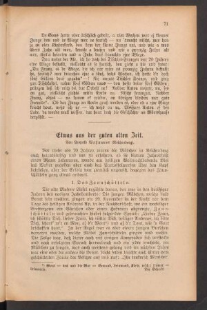Etwas aus der guten alten Zeit
