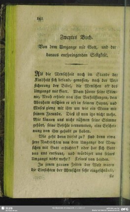 Zweytes Buch. Von dem Umgange mit Gott, und der daraus entspringenden Seligkeit