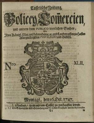 Nro. XLII, Montags, den 2. Oct. 1747