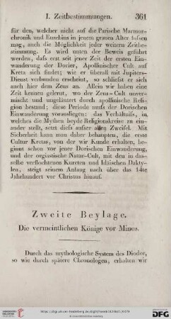 Zweite Beylage: Die vermeintlichen Könige vor Minos