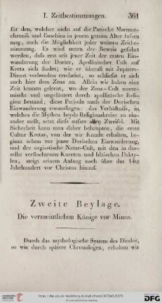 Zweite Beylage: Die vermeintlichen Könige vor Minos