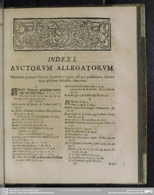 Index I. Auctorum Allegatorum