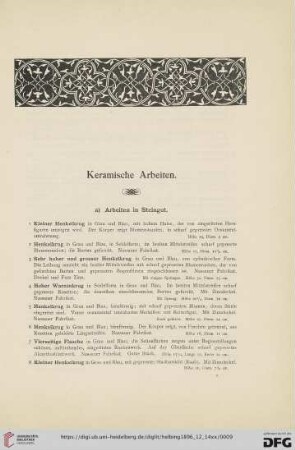 Keramische Arbeiten (Nr. 1 - 157)
