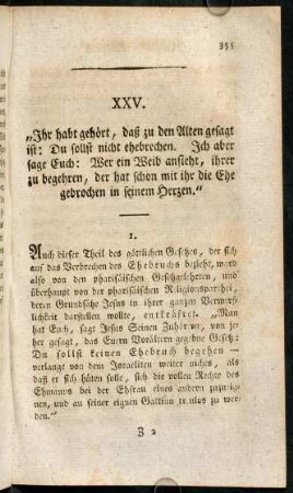355-370, XXV. "Ihr habt gehört, daß zu den Alten gesagt ist: ...