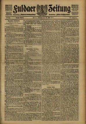Erste Ausgabe vom Dienstag, den 30. Mai 1911.