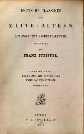 Wolfram's von Eschenbach Parzival und Titurel, 2