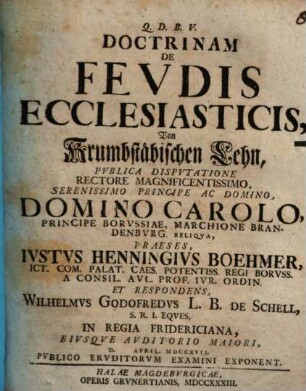 Doctrinam De Fevdis Ecclesiasticis : = Von Krumbstäbischen Lehn