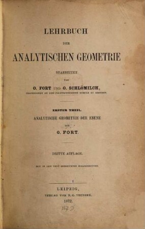Lehrbuch der analytischen Geometrie. 1