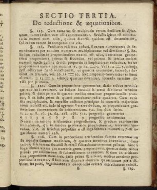 Sectio Tertia. De reductione & æquationibus.