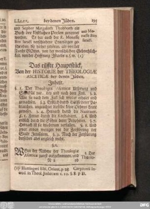 Das eilffte Hauptstück, Von der Historie der Theologiae Asceticae bey denen Jüden.