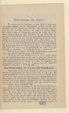 Bemerkungen für Lehrer