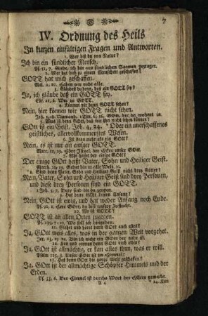 IV. Ordnung des Heils In kurzen einfaeltigen Fragen und Antworten