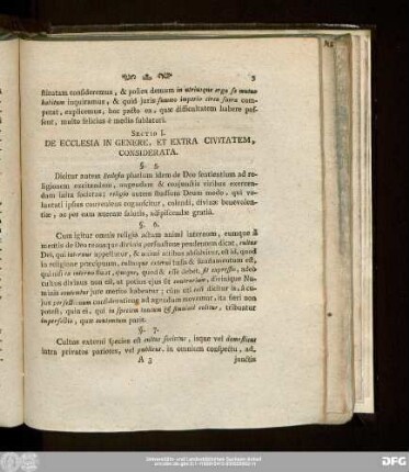 Sectio I. De Ecclesia In Genere, Et Extra Civitatem, Considerata.