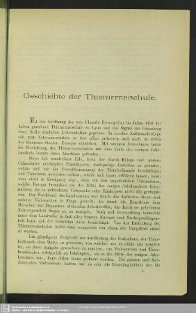 Geschichte der Thierarzneischule