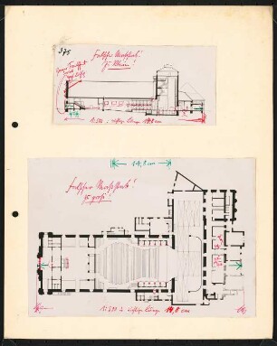 Hoftheater (auch Friedrich Theater), Dessau: Grundriss und Längsschnitt