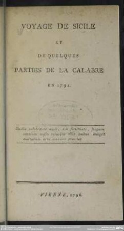 Voyage De Sicile Et De Quelques Parties De La Calabre En 1791