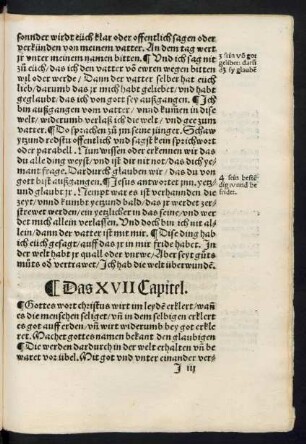 Das XVII Capitel.