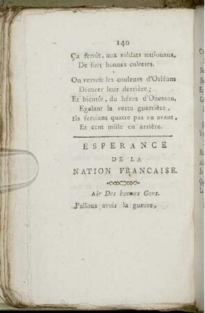 Esperance De La Nation Francaise.