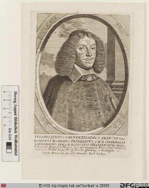 Bildnis Friedrich (von Hessen-Darmstadt), 1671-82 Fürstbischof von Breslau